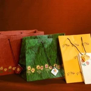 brown, green, yellow,plantable seed paper shopping bags